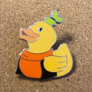 Goofy Duck Enamel Pin with Green Hat